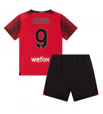 AC Milan Olivier Giroud #9 Hjemmebanesæt Børn 2023-24 Kort ærmer (+ korte bukser)